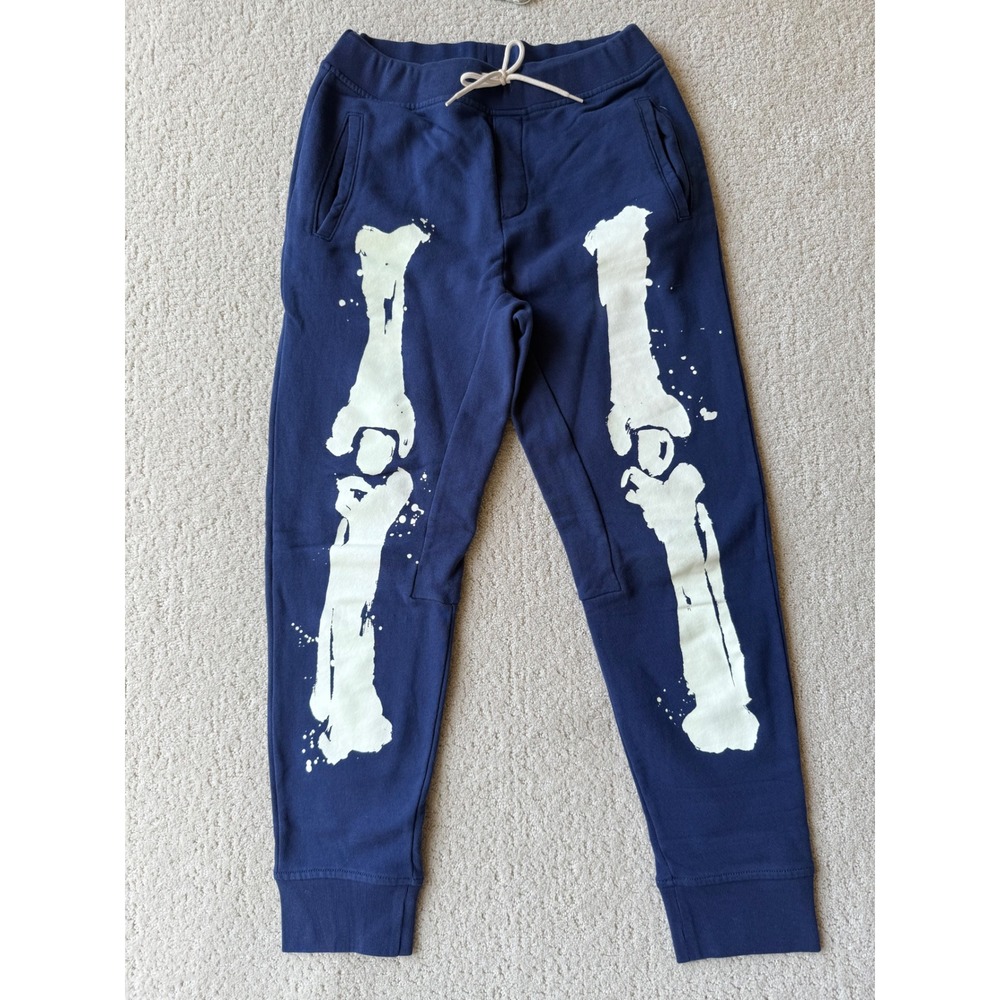 Crewcuts Kids Boys Size 14 Navy‎ Blue Skeleton Jogger Sweatpants Halloween